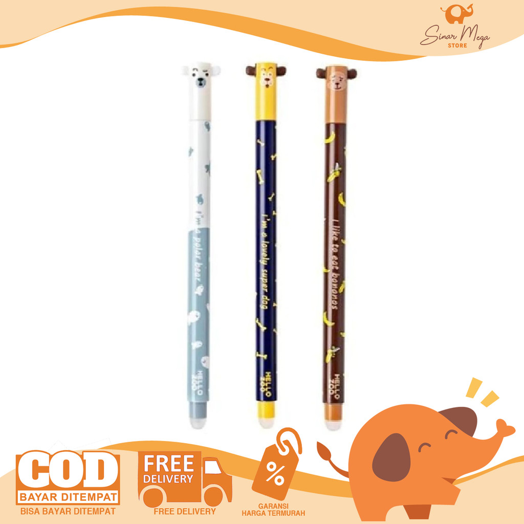 

M&G Erasable Gel Pen 0.5mm Black Hello Zoo AKPB44R4 Pulpen Jel SATUAN Hitam Dapat Dihapus