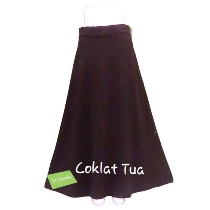 Rok waffel premium Rok panjang Rok kerja Rok santai #coklat tua#