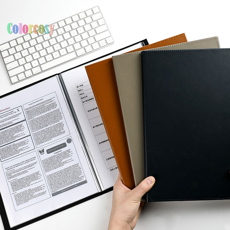 

King Jim Clear File Leather Rezafesu U A4 Vertical Type, 40/20 Pockets. PU Leather Paper File Folder Business Document Organizer