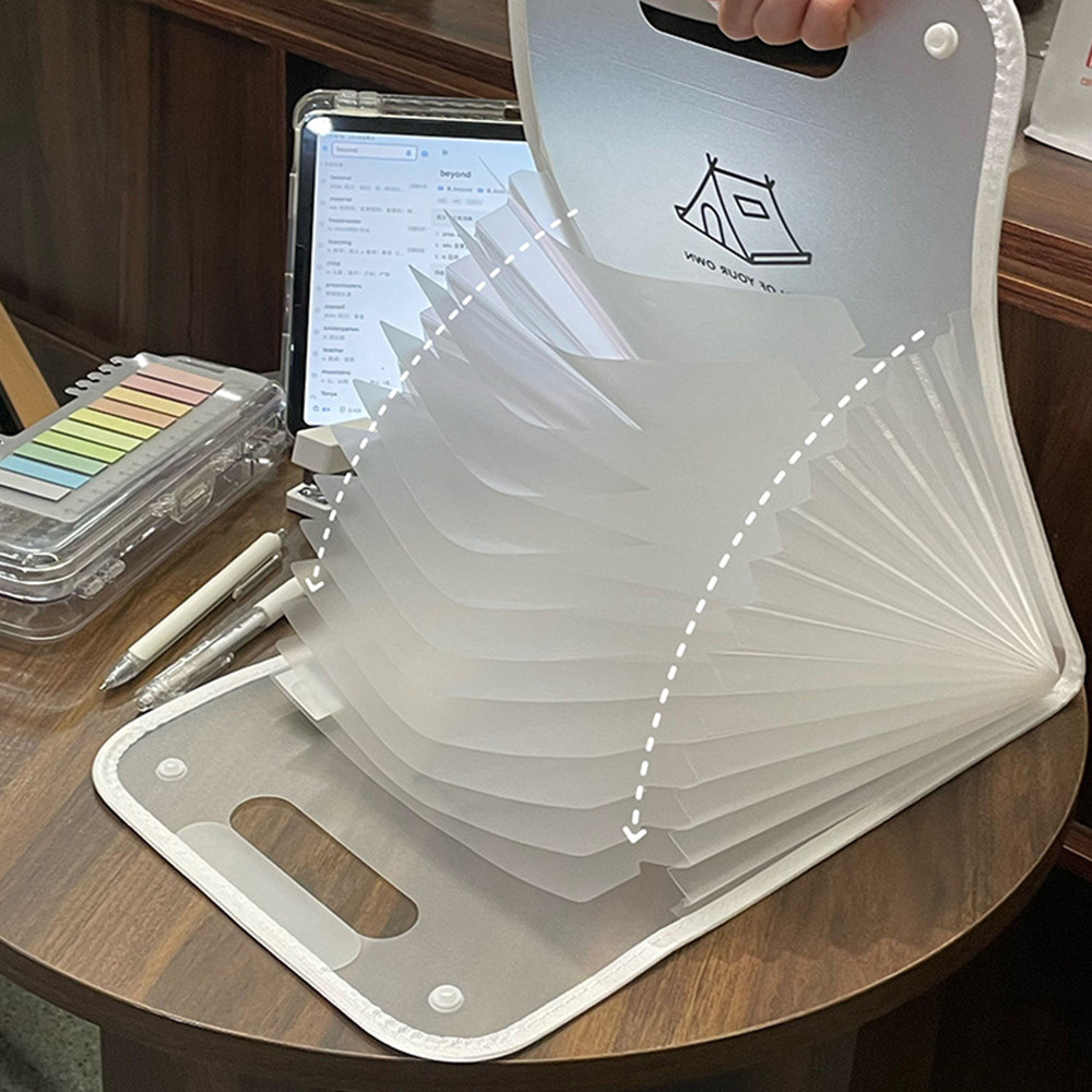 

14 Pocket File Folders Portable A4 Letter Size Transparent Accordian Document Organizer for Classroom Office Home Storage