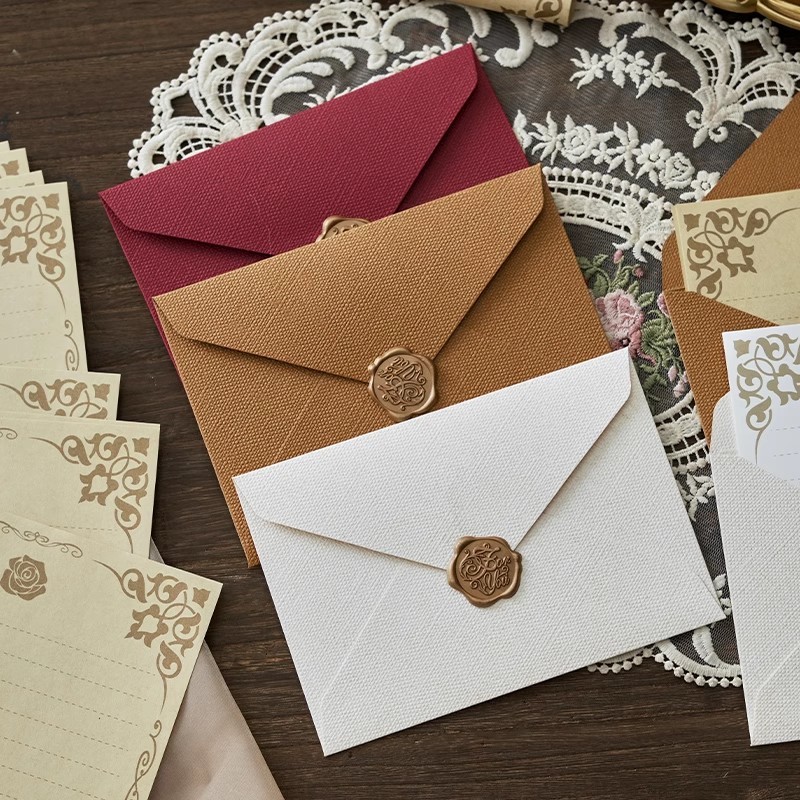 

10pcs Vintage Color Envelopes Letter Writing Stamp Wax Seal Stickers Postcards Wedding Gift Wrap Envelopes Korean Stationery