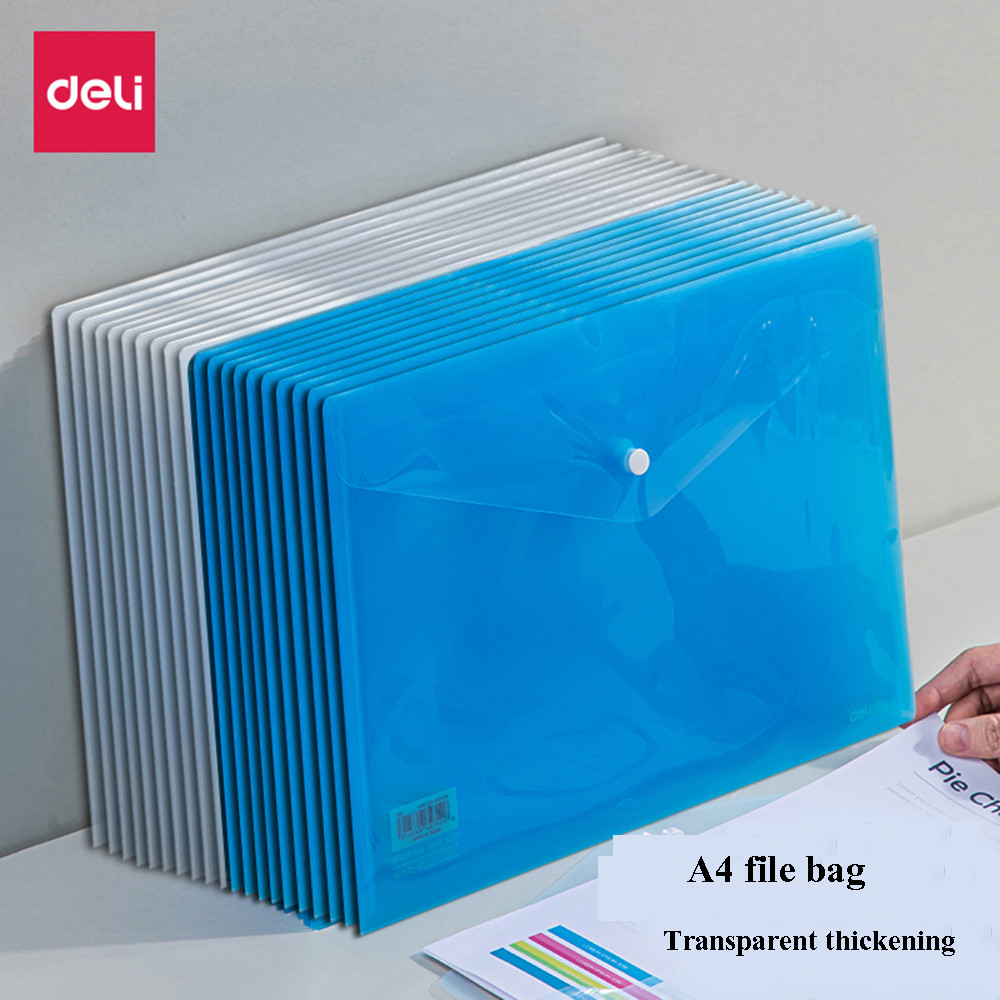 

10PCS/LOT Deli 8308 A4 transparent file bag thickened file folder large capacity plastic waterproof A4 student file pocket