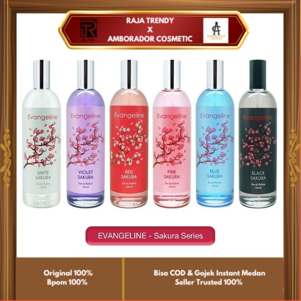 EVANGELINE - EAU DE PARFUM SAKURA SERIES ( 100 ml ) - Perfume Red / Blue / Black / White / Pink / Pu