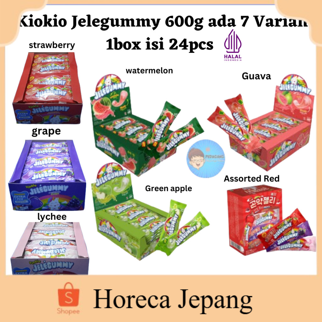 

Kiokio Jelegummy 600g 1 BOX isi 24pcs Ada 4 Varian/ Kiokio Jelegummy./ Jelly/ Jelegummy Jelly 600g Jelly Aneka Rasa Buah / Jelegummy HALAL