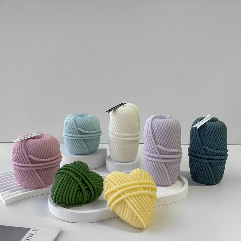 

DIY Knitting Wool Pillar Silicone Mold Handmade Aroma Candle Plaster Ornaments Molds Woolen Shape Soy Wax Candle Making
