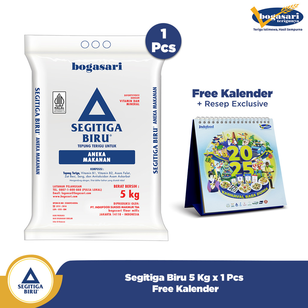

Terigu Segitiga Biru 5 kg x 1pcs + Kalender Meja 2025
