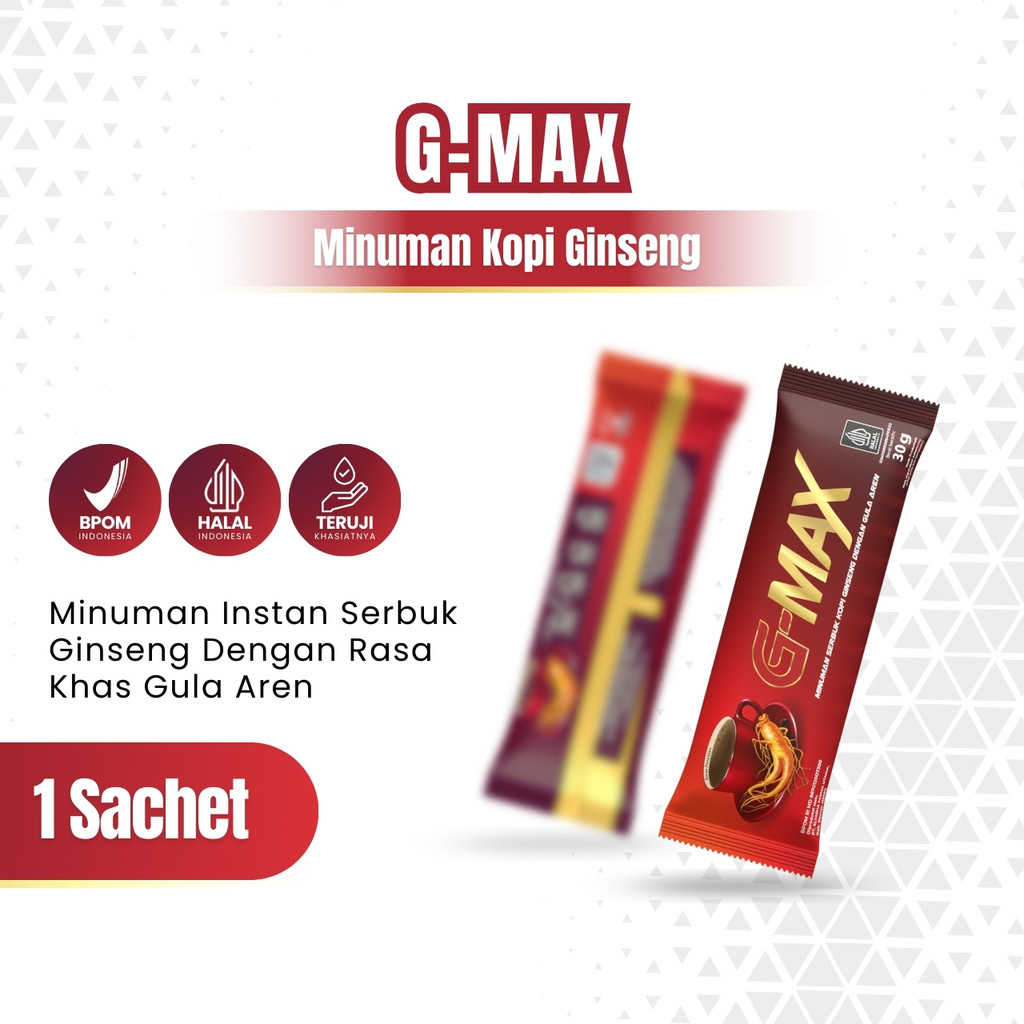 

G-MAX Kopi Ginseng Stamina Pria Dewasa Kuat Tahan Lama 1 Sachet @30 Gram