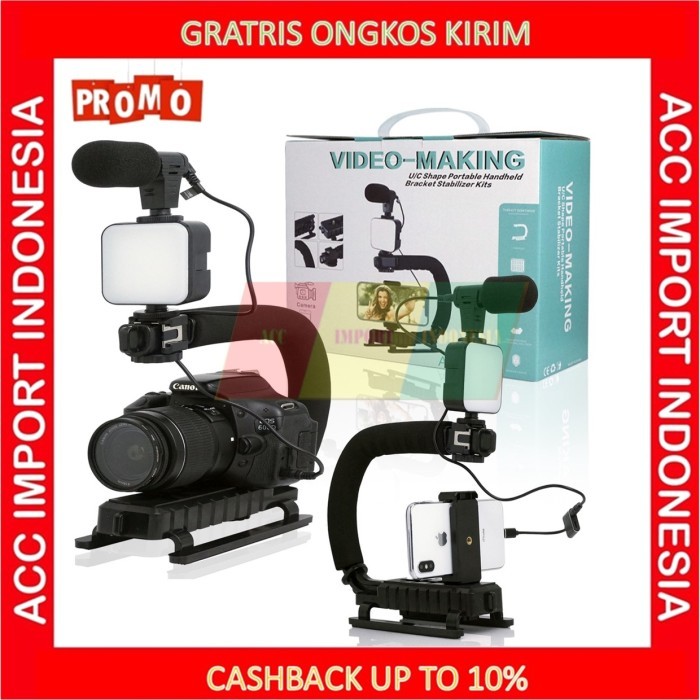 Paket Vlog Vlogger Smartphone Live Kamera Stabilizer Mic LED Youtuber