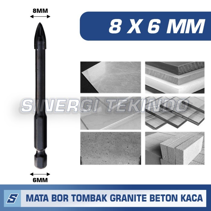 Mata Bor Tombak 8mm As 6mm Black Bor Kaca Keramik Granite Beton Kayu
