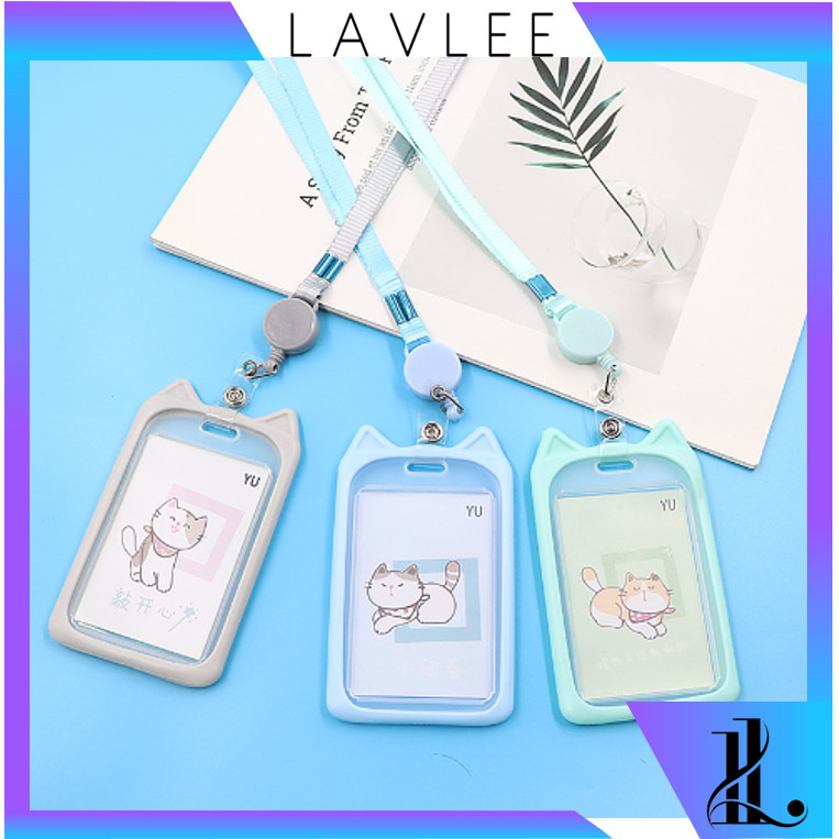 

Lavlee 5770 Name Tag Lanyard Gantungan Kartu Motif Kuping / Id Card Holder Akses MRT Busway E-Money Bentuk Karakter Warna Pastel