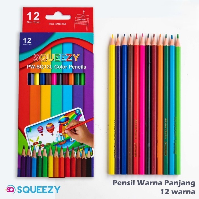 

1 Set - Pensil Warna SQUEEZY - PANJANG [12 Warna] - SQ12L