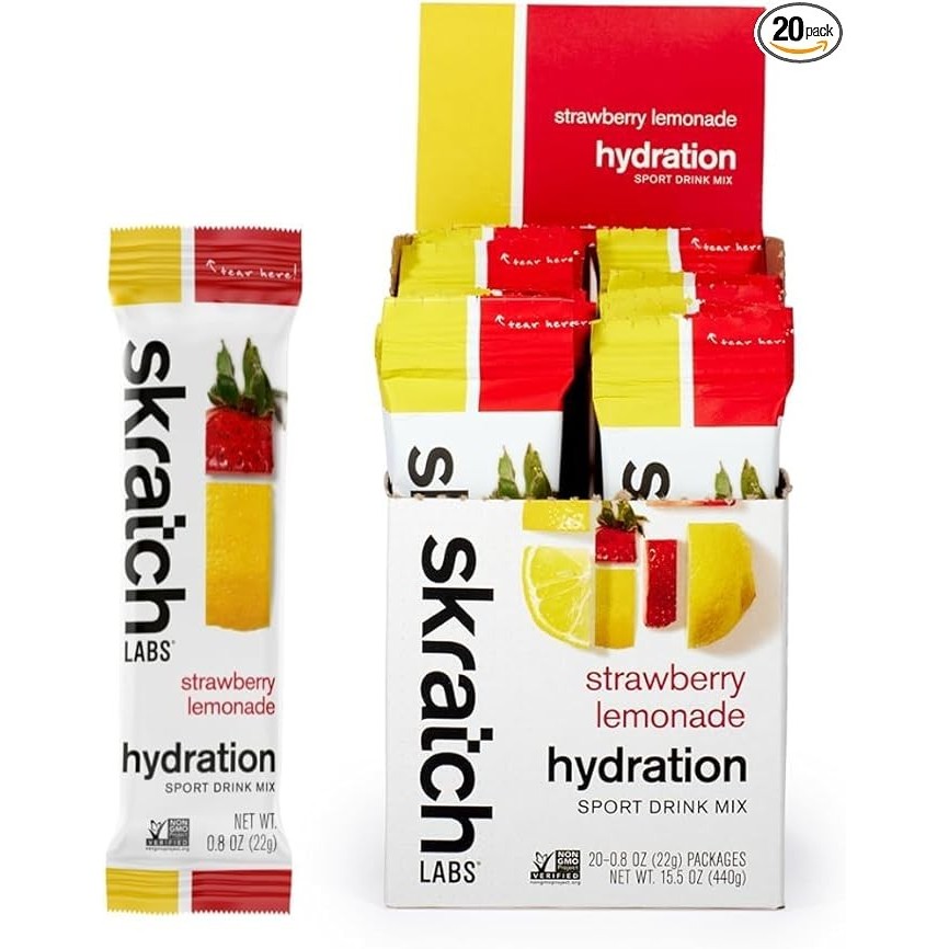 

Skratch Labs Hydration Packets Hydration Drink Mix, Strawberry Lemonade (20ct) - Electrolyte Powder Developed for Athletes and Sports Performance, Gluten Free, Vegan, Kosher - strawberylemon