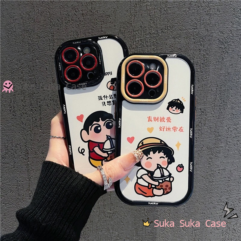 【Harga Promosi】SUKA-SUKA couple case all type Case shinchan case Chibi Maruko-chan Case Aesthetic Co