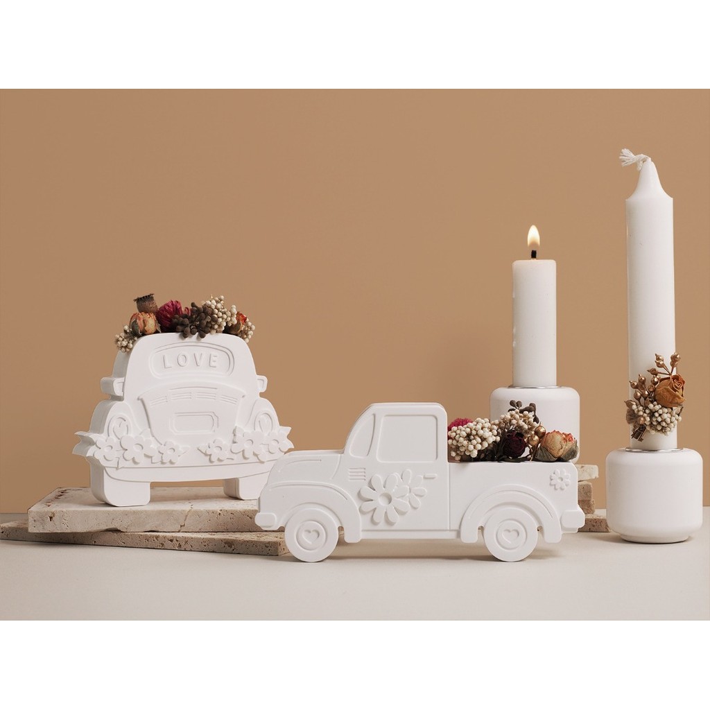 

Flower Basket Truck Silicone Mold Car Bus Plug-in Plaster Resin Mold Flower Arrangement Cement Plaster Mould Home Decor