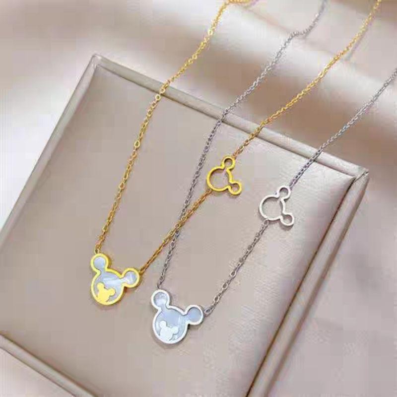 kalung wanita titanium miki mouse 2 anti karat anti luntur - FS