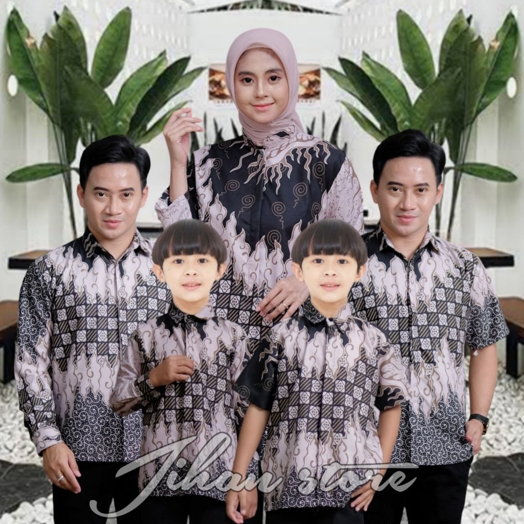 Batik Modern keren couple keluargaBatik couple keluarga Ayah ibu tunik dan Batik Anak Laki laki  Kem