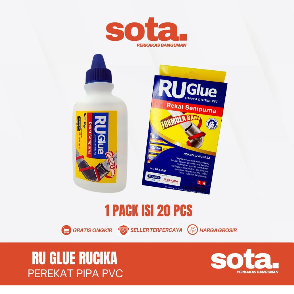 

Lem Pipa Ru Glue 60 Gram (Perekat Pralon Super Kuat) RUCIKA