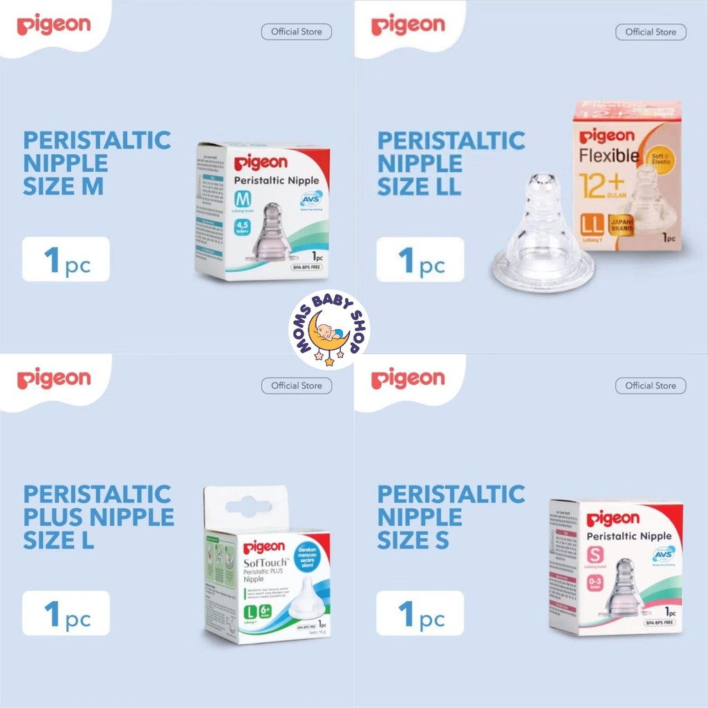 MOMS_ PIGEON Peristaltic Nipple For Slim Neck Bottle 1pcs Box | Karet Pentil Dot Niple Newborn