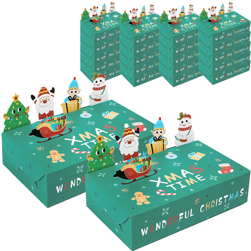 

5/10Pcs Cartoon Candy Gift Box Kraft Paper Cookie Packaging Box 2024 Party Decor Xmas Navidad New Year 2025