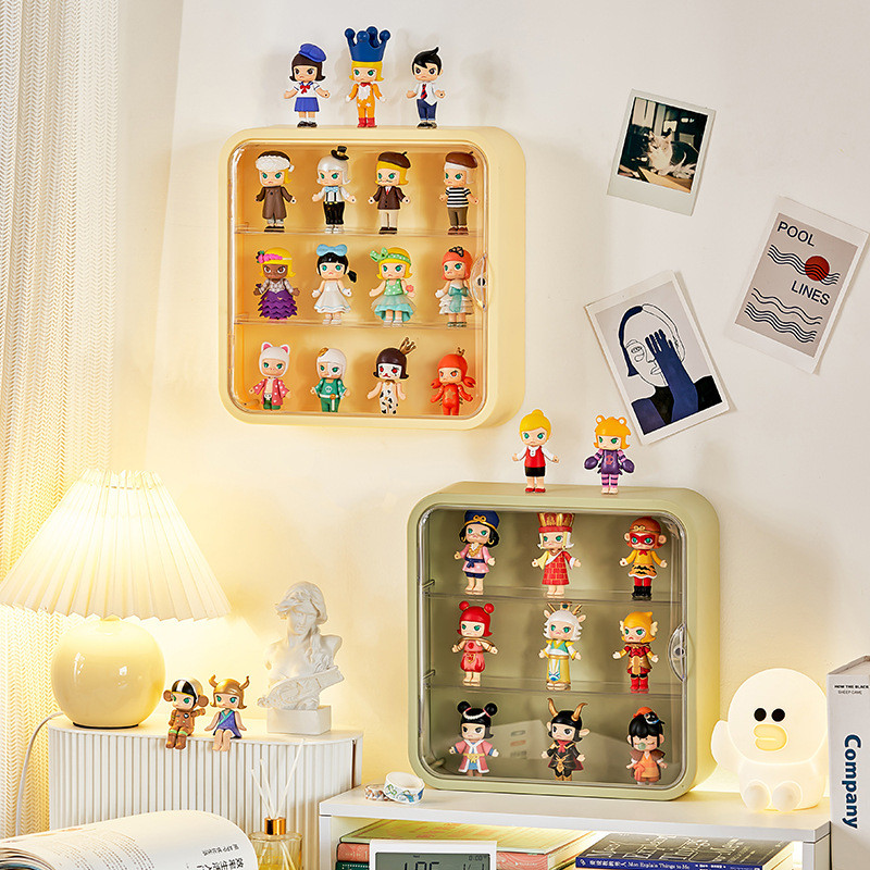 

Wall Mounted Doll Blind Box Storage Display Rack Magnetic Suction Figurine Display Cabinet Dustproof Doll Blind Box Storage Box