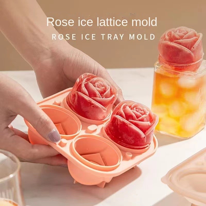 Rose Flower Ice Cube Mold Silicone Ice Compartment Small Block Ice Box Creative Whisky Silicone Ice 
