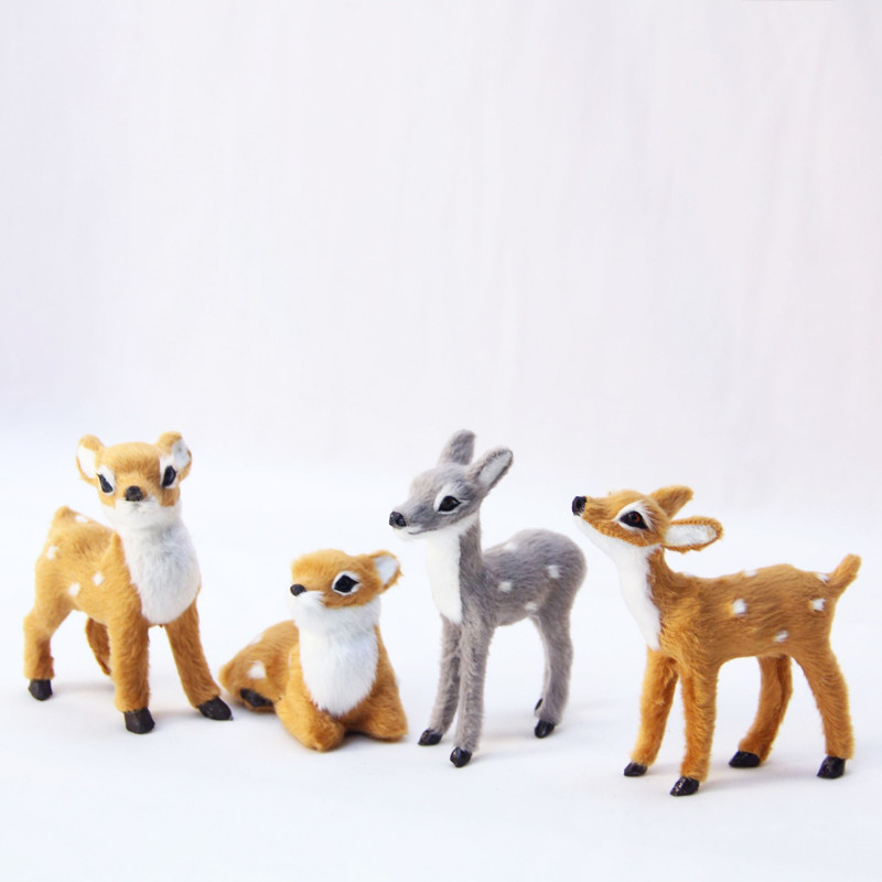 

Simulated Small Sika Deer Ornament Garden Miniatures Animal Figurines Creative Plush Mini Reindeer Model Crafts Table Decoration