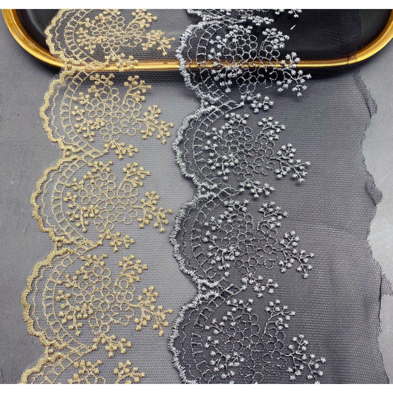 

2 Meters New Arrival Gold Silver Fabric Floral Venice Lace Guipure Lace Embroidery Hot Sale Pretty Sewing Lace Trim 10.5cm