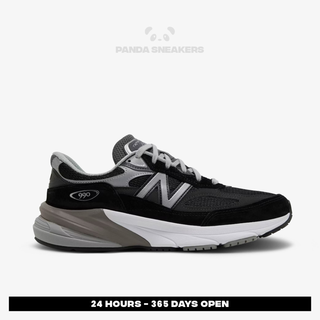 Sepatu New Balance NB 990V6 Made in USA Black White Grey Casual Gym Olahraga Joging Pria Wanita Spor