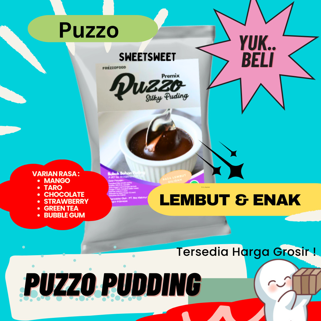 

Sweetsweet {PRODUK BARU} PUZZO Bahan Silky Puding Kemasan 1 Kg | Bubuk Pudding Instan