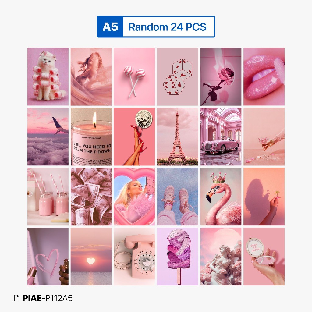 Stiker Poster Pink Aesthetic Series Ukuran A5 Dekorasi Dinding