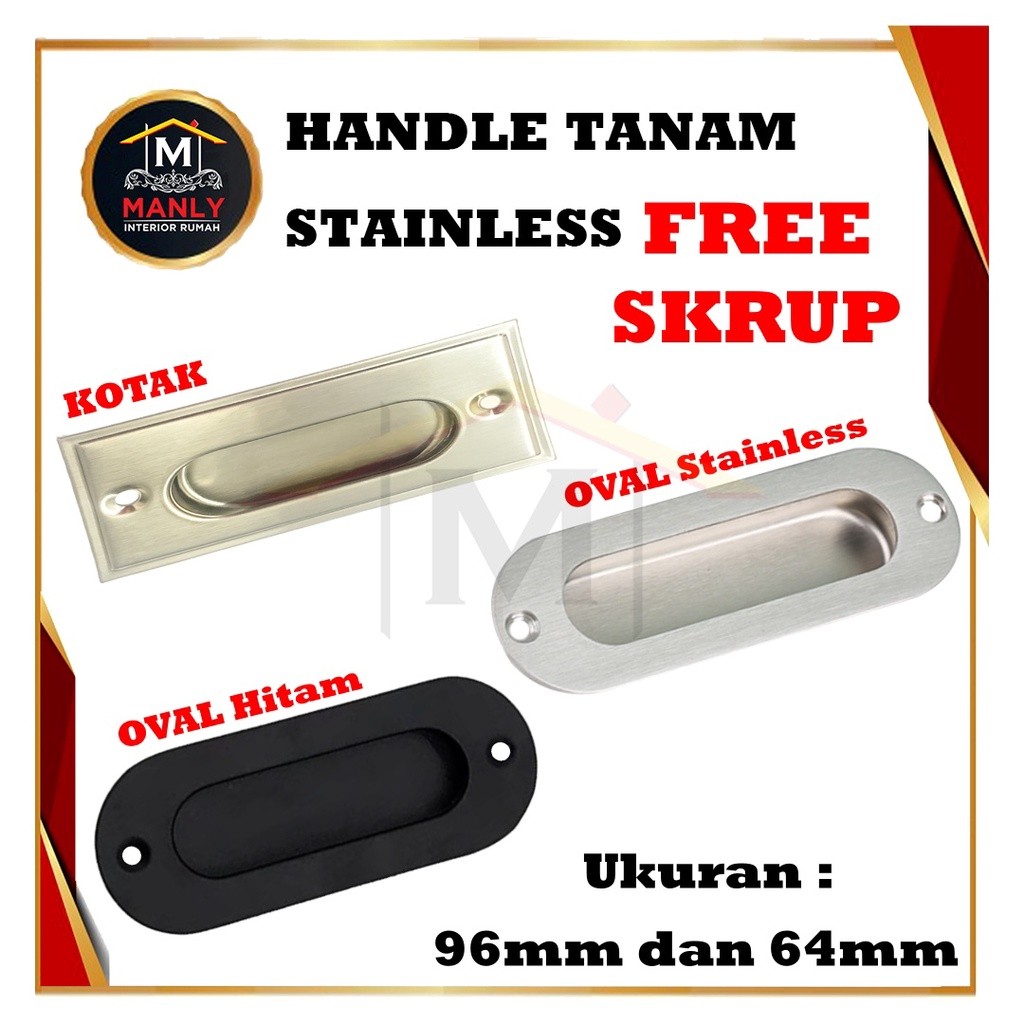 handel tanam , handle pintu , laci & pintu lemari,pintu geser OVAL dan KOTAK Stainless Steel