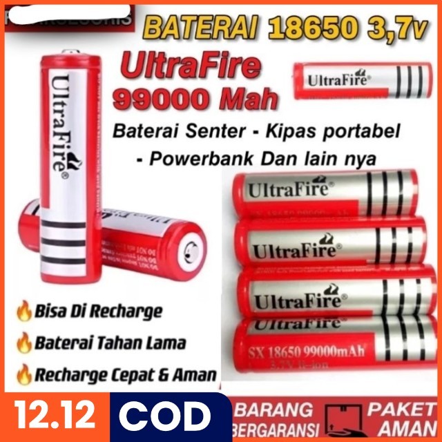 Baterai 18650 / Baterai Senter / Baterai Mini Fan