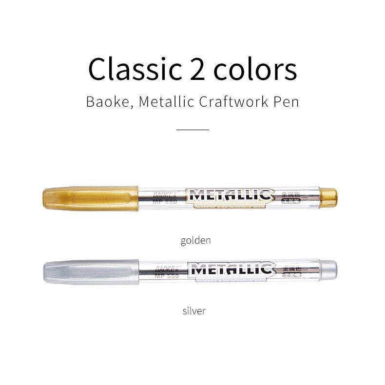 

ATM.Medan BAOKE Art Paint Pen Gold/Silver 1.5mm Metallic Pen Marker MP550