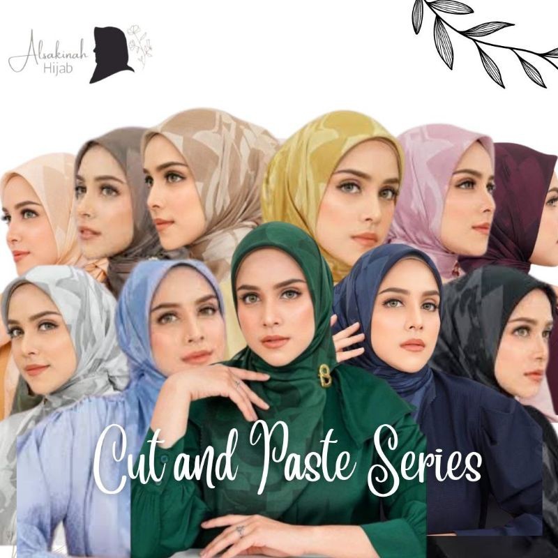 HIJAB SEGIEMPAT BUTTONSCRAVES MOTIF CUT&PASTE BESTSELLER VOAL PREMIUM SEMI ORI LASER TITIK 3 DAN PLA