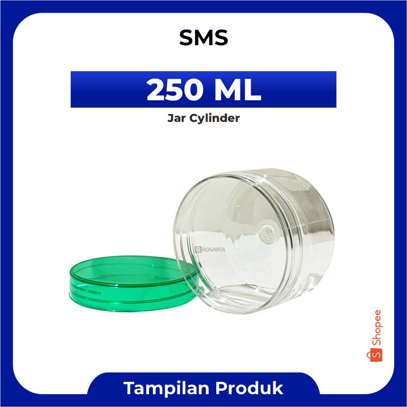 JAR CYLINDER 250 ML WARNA merk SMS Toples Tabung Plastik Bening Tranparan Kue Kering