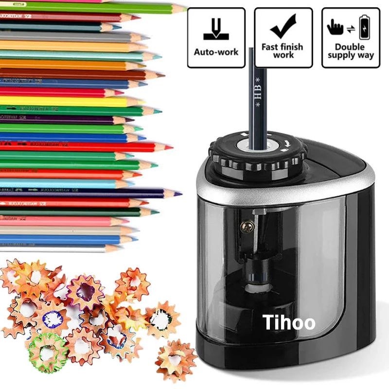 

Electric Auto Pencil Sharpener for Students, Helical Steel Blade Sharpener for Artists, Colored Pencils for Kids and Adults