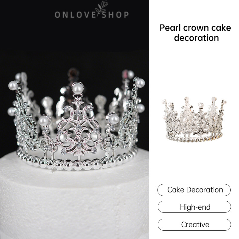 Hiasan Kue Mahkota Mutiara Hiasan Kepala Pengantin Hiasan Kue Hiasan Bunga-ONLOVE