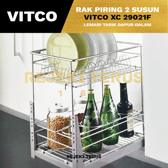 Rak Tarik Dapur Vitco XC 29021F Baleno BX 82135 STAINLESS 2 Susun Bumbu Botol Piring - VITCO XC 2902