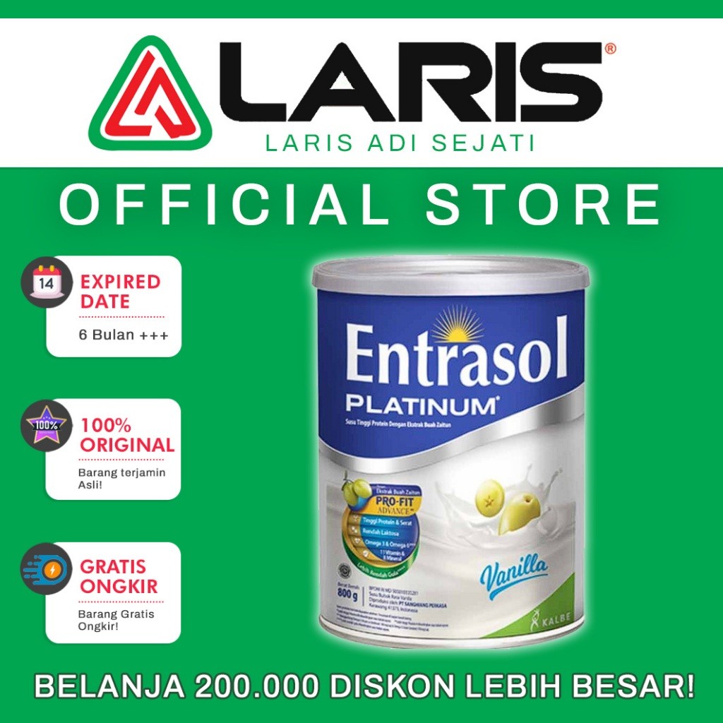 

Entrasol Platinum Vanilla / Cokelat 800gr