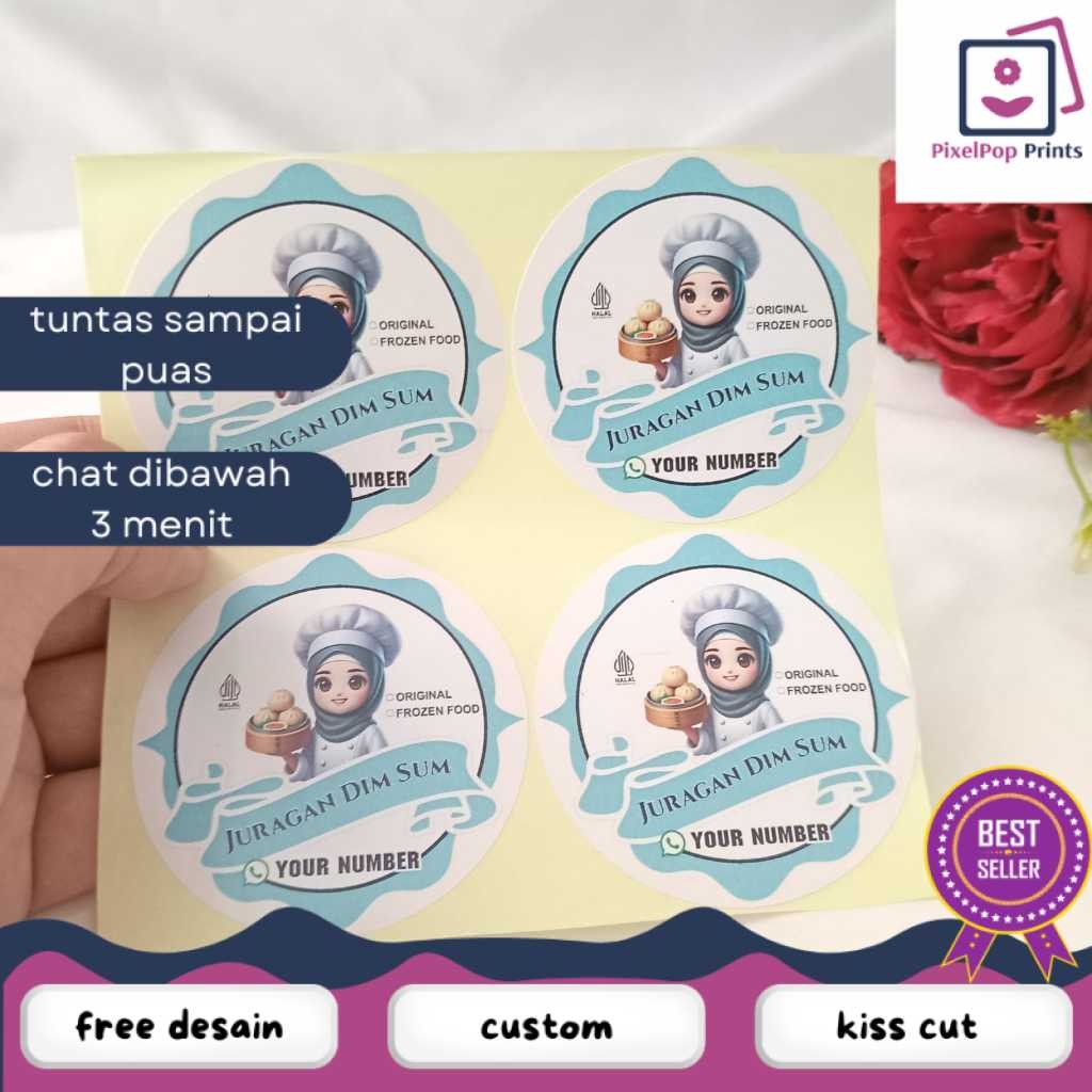 

Opikapip 5-8 Stiker Label Dimsum Bentuk Bulat Sticker Chromo Dim Sum Free Desain Custom Uk.Sedang