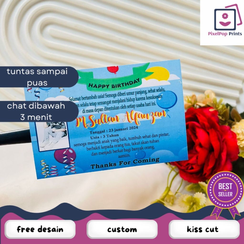 

Opikapip Cetak Sticker Ulang Tahun Anak Custom Chromo Persegi Stiker Label Hampers Ultah Birthday