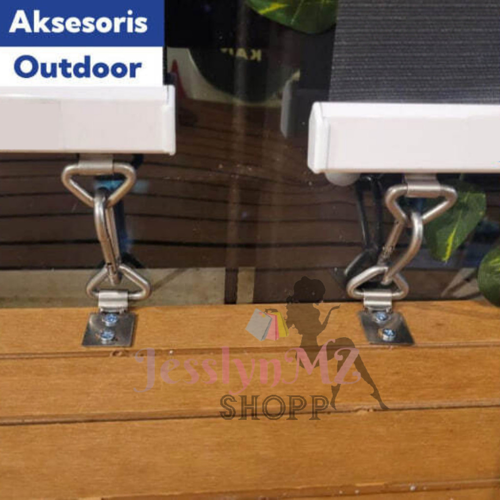 Carabiner Hook Stainless + Ring D Untuk Penahan Angin / Penahan Roller