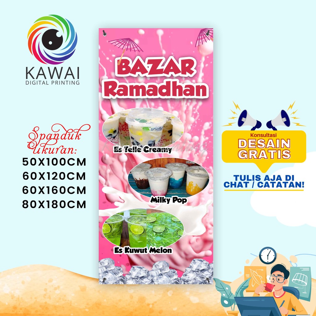SPANDUK / BANNER Bajar Makanan Dan Minuman Design Outdoor / Indoor
