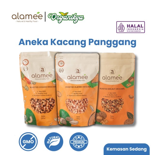

Kacang Almond Almon Mede Walnut Pistachio Kupas Panggang Premium Roast Roasted Oven Siap Makan organikya