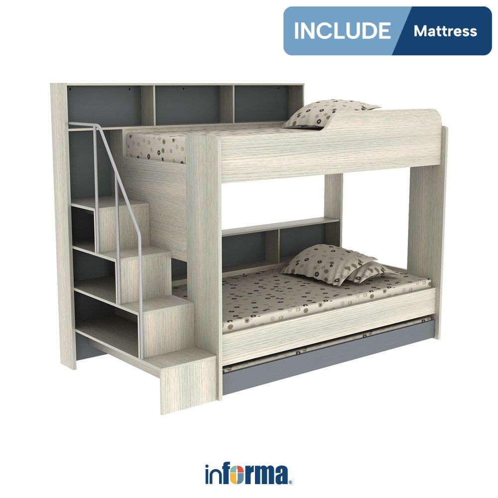 Informa 100X200 cm Pascal Set Kamar Tidur Anak Triple Bunkbed Tempat Tidur Tingkat Ranjang 2 Susun P