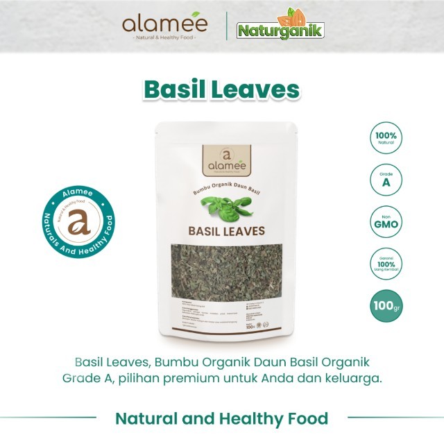 

ALAMEE Basil Leaves Bumbu Dapur Dried Leaf Murni Asli Seasoning Organik 100 Gram Naturganik