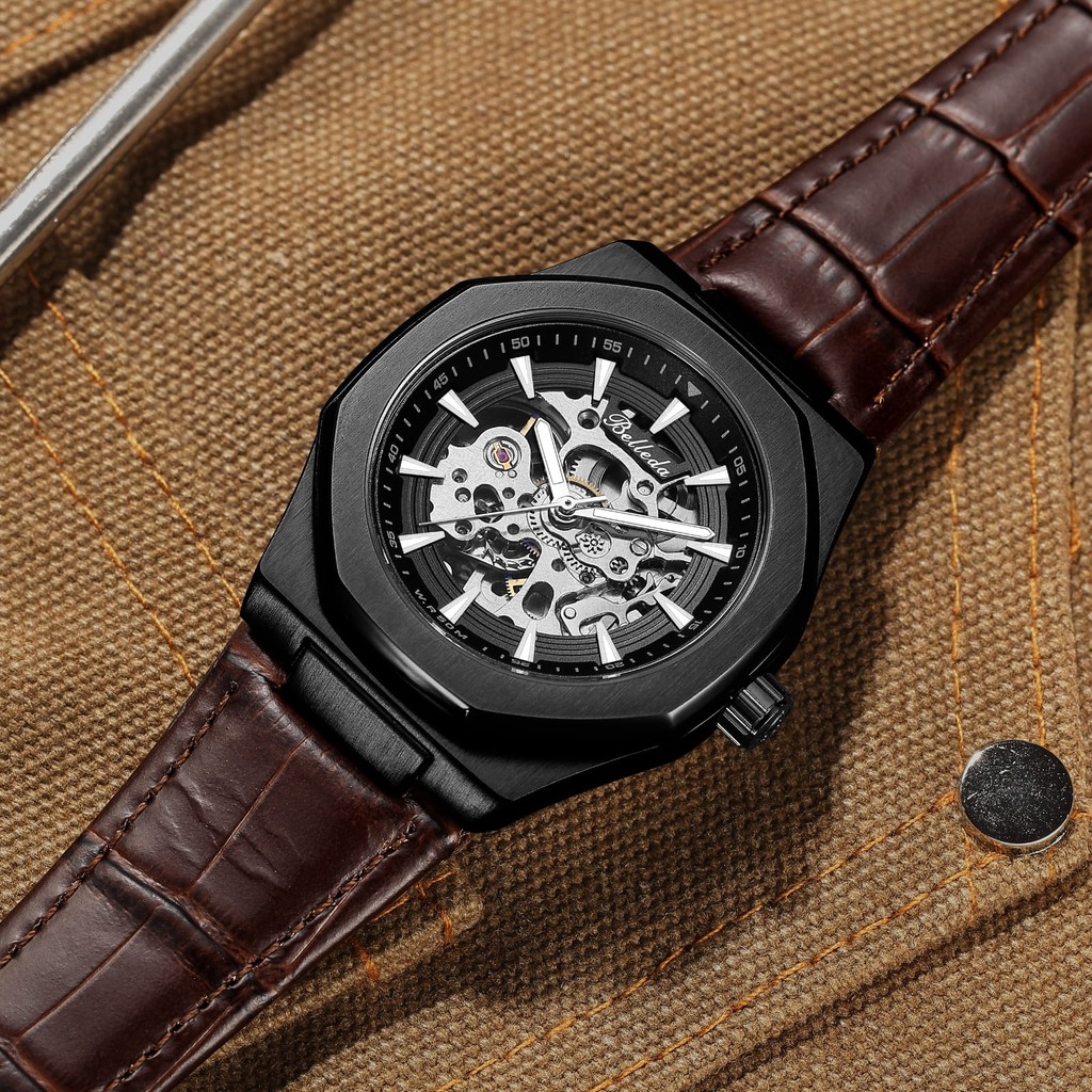 JAM TANGAN AUTOMATIC BELLEDA 9628 KULIT DIAMETER 4,2 JAM TANGAN ANTI AIR