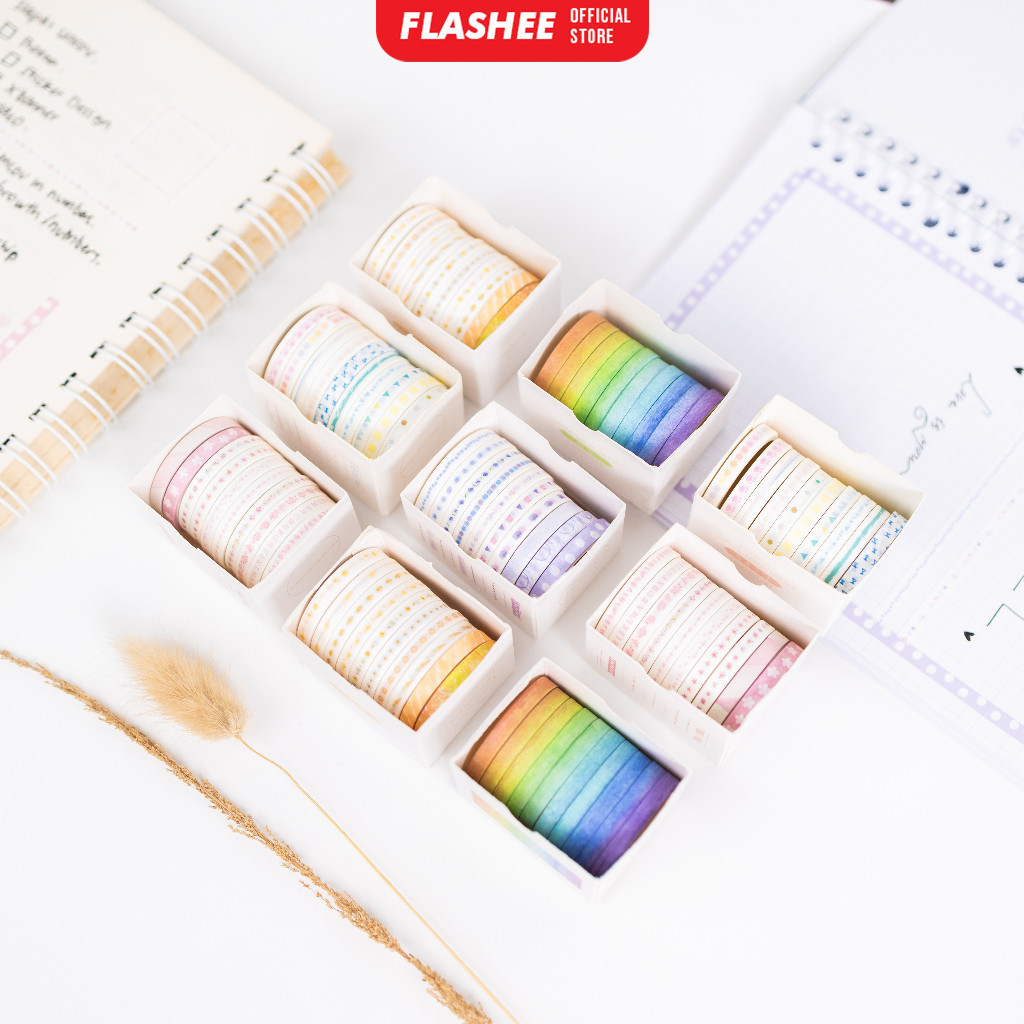 

10 Rolls Simple Abstrack Washi Tape Deco Masking Tape Selotip Jurnal DIY Scrapbook
