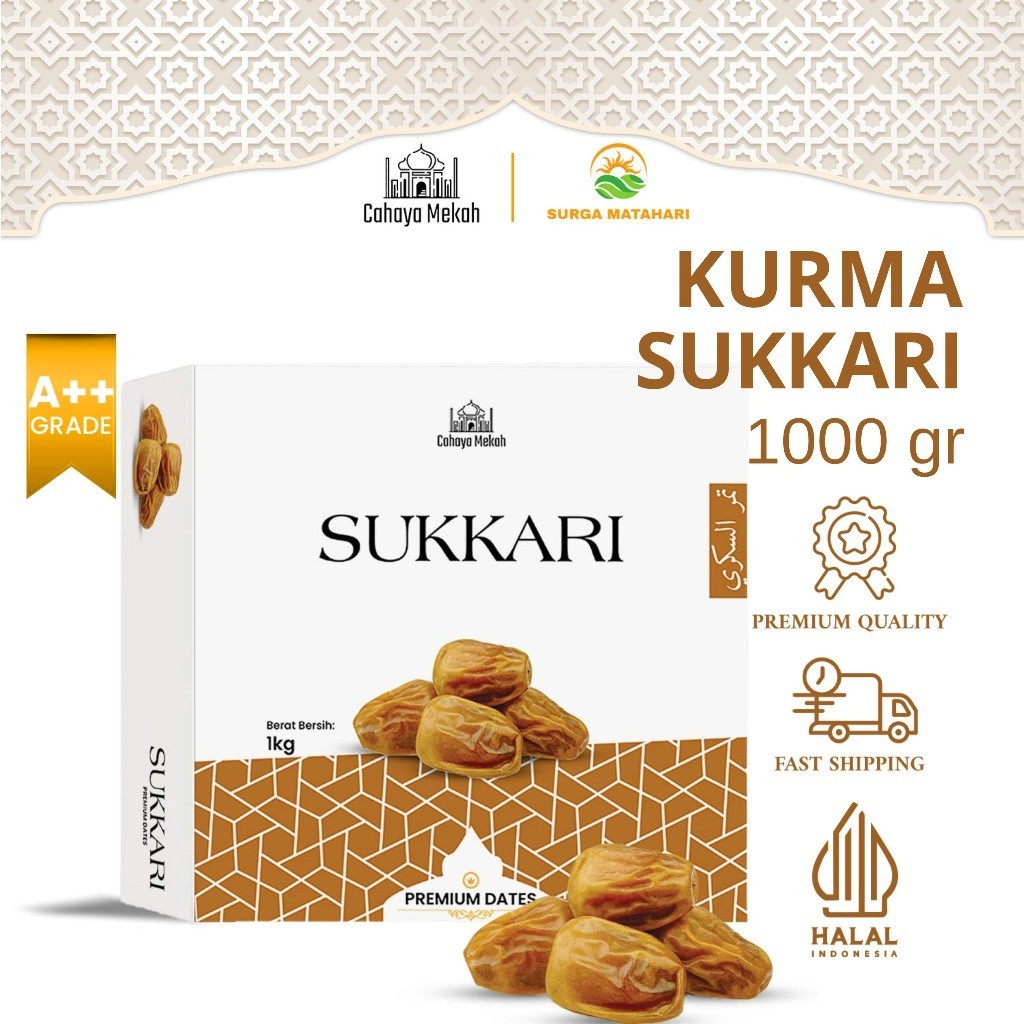 

Cahaya Mekah Kurma Sukkari 1kg Premium Original High Quality Box