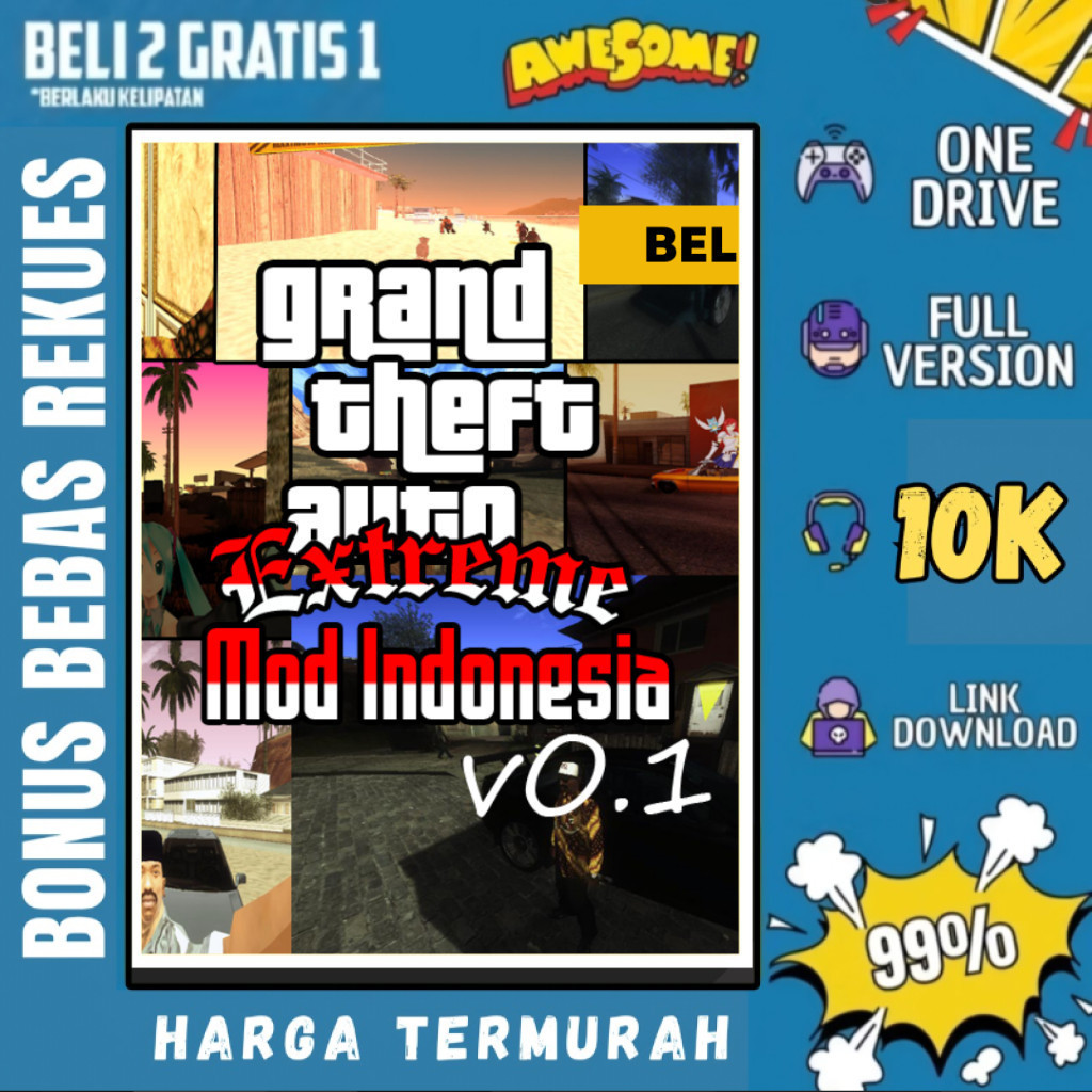 GTA SAN EXTREME INDONESIA - GAME PC - GAME LAPTOP - PC GAMES - BELI 2 GRATIS 1 - ORIGINAL WINDOWS - 